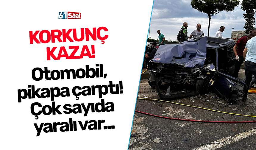 Otomobil, pikapa çarptı! Çok sayıda yaralı var...