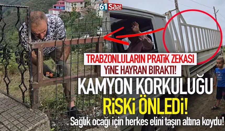 Trabzonluların pratik zekası alkış aldı! Kamyon korkuluğu, riski önledi...