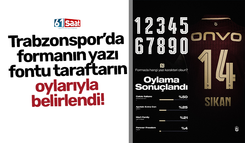 Trabzonspor’da formanın yazı fontu taraftarın oylarıyla belirlendi!