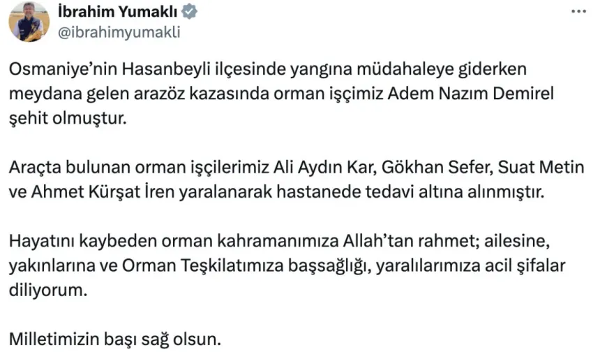 Osmaniye’de arazöz kazası: 1 şehit, 4 yaralı