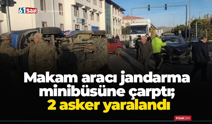 Makam aracı jandarma minibüsüne çarptı; 2 asker yaralandı