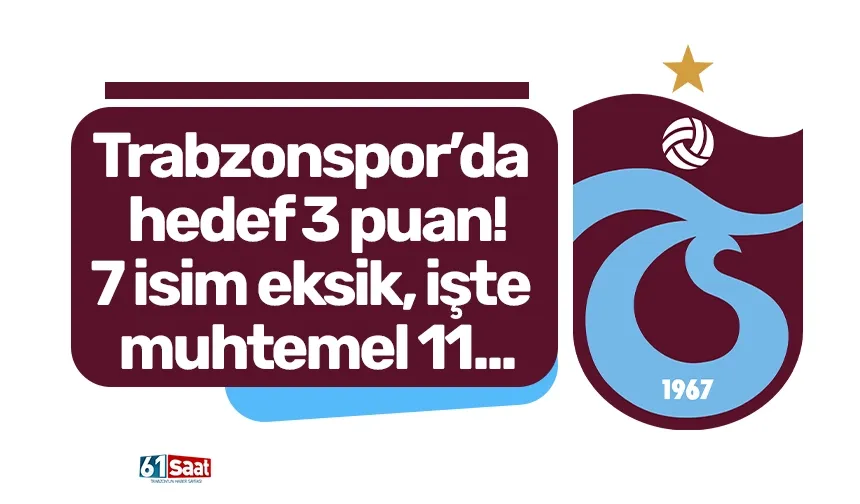 Trabzonspor’da hedef kupaya 3 puanla başlamak! 7 isim eksik, işte muhtemel 11...