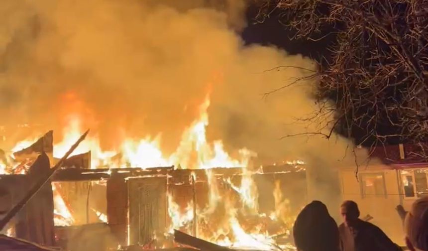 Gece yarısı korku dolu anlar: İki ev alevlere teslim oldu