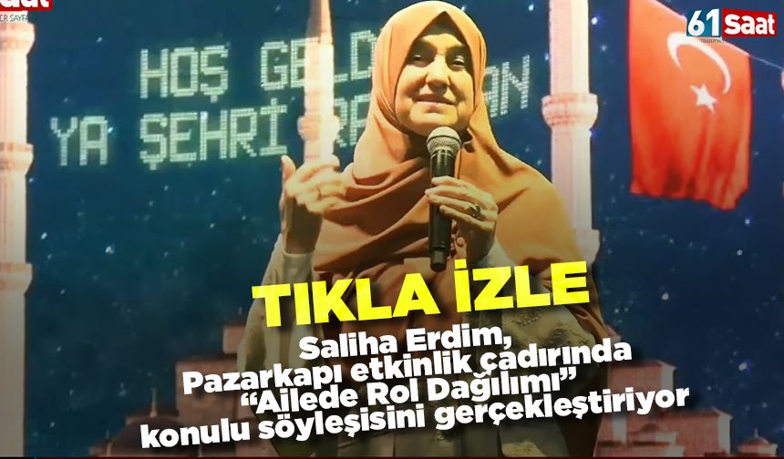 Saliha Erdim, Pazarkapı etkinlik çadırında “Ailede Rol Dağılımı” konulu söyleşisini gerçekleştiriyor