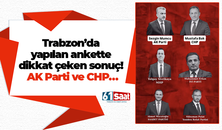 Trabzon’da yapılan ankette dikkat çeken sonuç! AK Parti ve CHP…