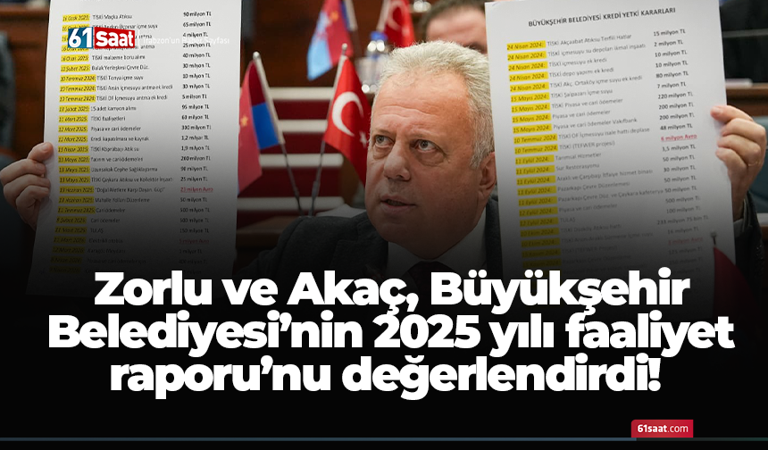 Zorlu ve Akaç, Büyükşehir Belediyesi’nin 2025 yılı faaliyet Raporu’nu değerlendirdi!