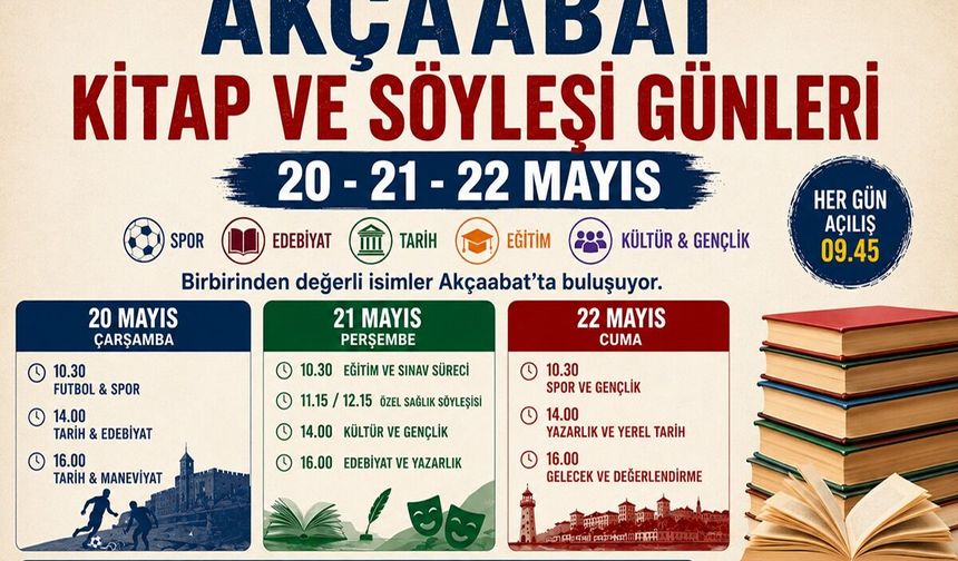 Akçaabat'ta 3 gün boyunca kitap ve söyleşi rüzgarı esecek.