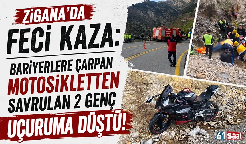 Zigana'da feci kaza: Bariyerlere çarpan motosikletten savrulan 2 genç uçuruma düştü!