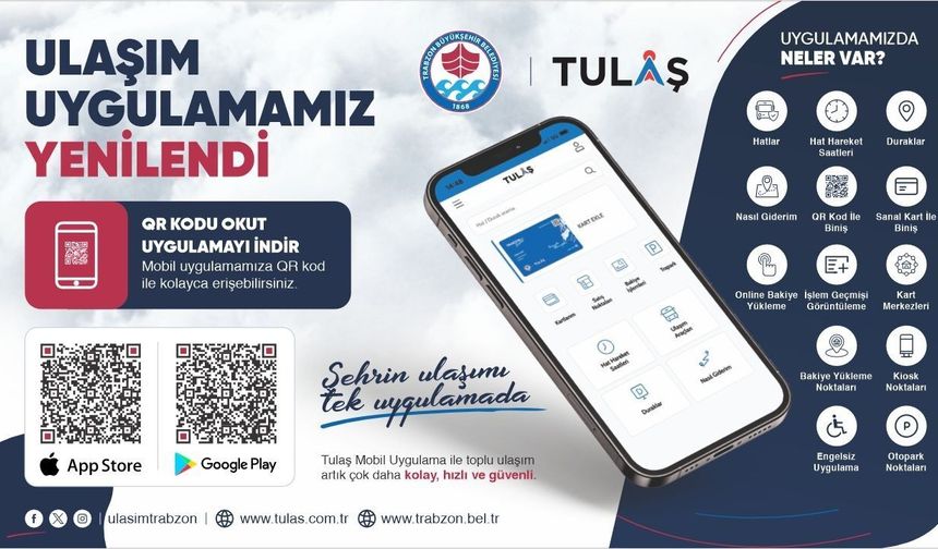 Trabzon Büyükşehir'in ulaşım uygulaması güncellendi