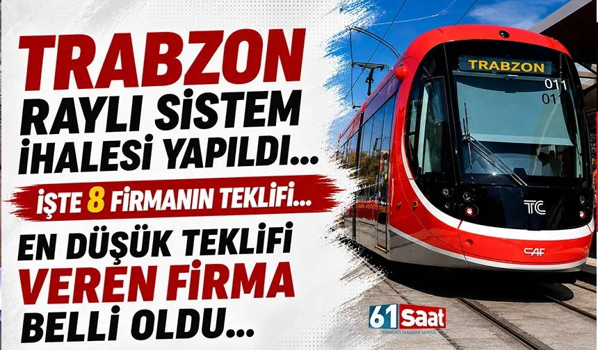 Trabzon'da Raylı Sistem için 8 firma teklif verdi! İşte dev proje için en düşük teklifi veren firma...