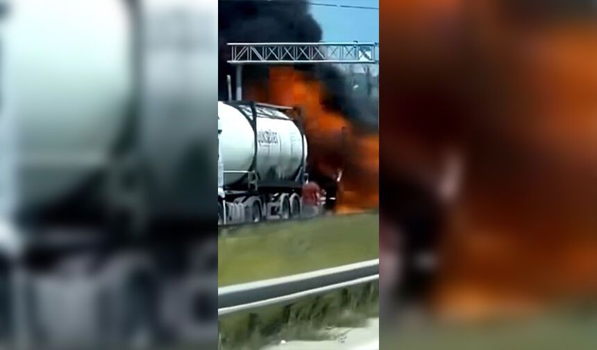 Seyir halindeyken alev alan TIR kullanılamaz hale geldi