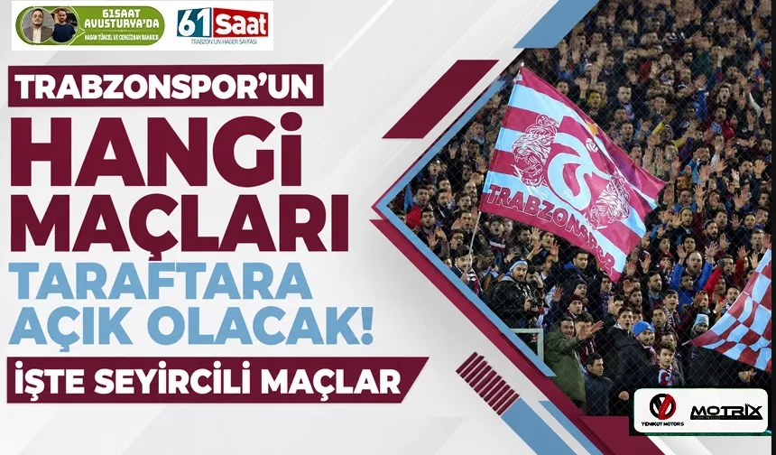 Trabzonspor'un hangi maçları taraftara açık olacak! İşte seyircili maçlar